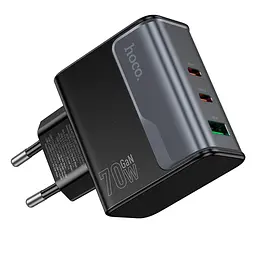 СЗУ 110-240V HOCO CS75A 2USB-C+1xUSB, PD70W+QC 3.0, White, Blister - мініатюра 3