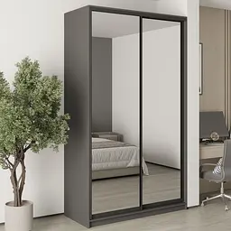 Шафа-купе дводверна MebelStar Стандарт BG 2 Дзеркала 140x60x240 см Антрацит (MBS-10367)
