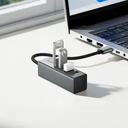 USB-хаб Hoco HB1B 4-in-1 converter(USB to USB3.0*4) Gray - мініатюра 3