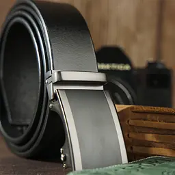 Ремінь чоловічий з затемненою пряжкою та чорною вставкою 20284 Vintage чорний 105-120 см - мініатюра 5