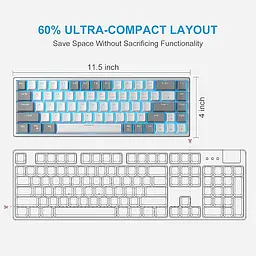 Ігрова механічна дротова клавіатура MageGee Sky68 / 60% /68 клавіш / Red Switch / White - мініатюра 6