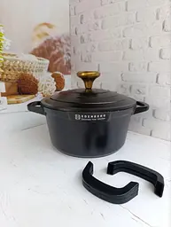 Каструля Edenberg з мармуровим покриттям та алюмінієвою кришкою 20х10 см 2.5 л чорна (EB-12091)