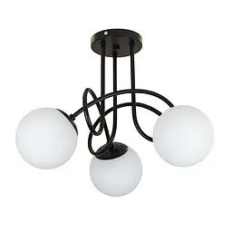 Люстра стельова Levistella 7529903-3 BK+WH, 3 плафона, E27, чорний метал, біле скло, сучасний стиль для дому