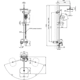 Душовий гарнітур Kroner Armada-W063 + змішувач Armada-W010 + змішувач Bidet-C082 (CVS30213) - мініатюра 10