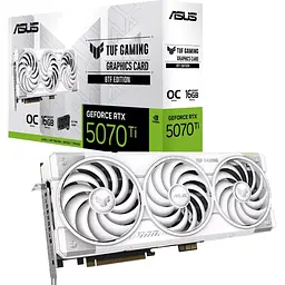 Відеокарта Asus TUF Gaming GeForce RTX 5070 Ti OC BTF біла 16 ГБ (TUF-RTX5070TI-O16G-BTF-WHITE) EU [176348]