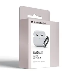 Силіконовий чохол для навушників Apple AirPods 4, Hang Case, білий, ультратонкий захисний кейс товщиною 2 мм, захист від подряпин, пилу та ударів, компактний, з карабіном для кріплення, ArmorStandart (ARM81295) - мініатюра 8