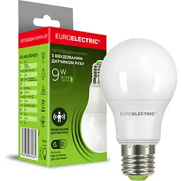 Світлодіодна лампа Euroelectric LED з датчиком руху 9W Sensor E27 4000K (LED-A60-09274(ST)