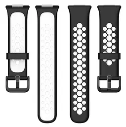 Силіконовий ремінець Primolux Perfor Classic для смарт-годинника Huawei Watch Fit 2- Black White - мініатюра 5