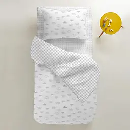 Простирадло Cosas на резинці 80х160 grey dots, білий (DotsGreyWhite_80х160х20) - мініатюра 2