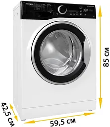 Пральна машина Whirlpool фронтальна, 6кг, 1200, A+++, 43см, дисплей, інвертор, люк чорний, білий (WRBSB6228BUA) - мініатюра 4