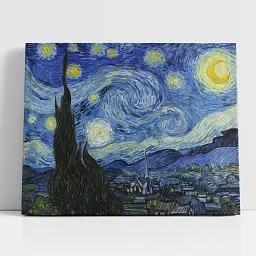 Інтер'єрна картина Зоряна ніч, Вінсент ван Гог, Vincent van Gogh, Starry Night, інтер'єрний декор, 60×75 см (id6353)
