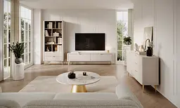 Тумба під телевізор Perfect Home Ланте / Lante 2-дверна з золотими ніжками 2D/200 Беж (PFH-091120) - мініатюра 7