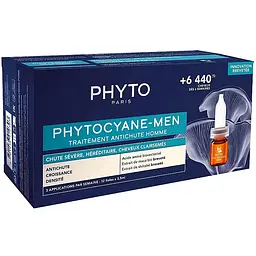 Набір Phyto Phytocyane Men: шампунь Invigorating Shampoo 100 мл + засіб проти випадіння волосся Treatment 12 шт. x 3.5 мл - мініатюра 3