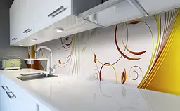 Кухонний фартух Золоті завитки вінілової рослини для кухні 65х250 см Абстракція Бежевий Happy Pocket Z184747 - мініатюра 5