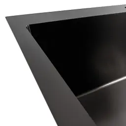 Кухонна мийка Platinum Handmade HSB з нержавіючої сталі 1.2 мм квадратний сифон 70x50x23 см чорна - мініатюра 4
