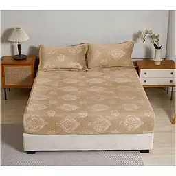 Простирадло MALLORY HOME 180*200 велюр на резинці +наволочки арт.22209 бежевий