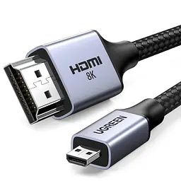 Кабель UGREEN Micro HDMI-HDMI 2.1 Aluminum Shell Braided 48Gbps Ultra High Speed 2 м Black (HD164)