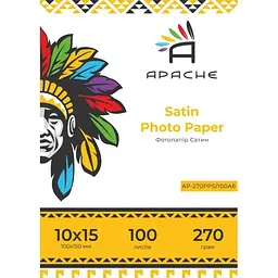 Фотопапір Сатин Apache 270 г/м2 RC 10x15 см Білий 100 шт (10416)