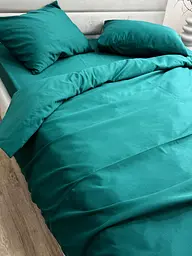Комплект постільної білизни Ecotton полуторний 150х215 см однотонний темно-зелений смарагдовий Dark Green (25190\1.5) - мініатюра 6