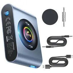 Автомобільний ФМ-блютуз-модулятор Joyroom JR-CB1 Bluetooth ресивер-приймач аудіоадаптер чорний - мініатюра 2