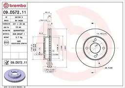 Диск тормозной вентилируемый Suzuki Ignis III 16-25г Brembo ( 09.D572.11 )