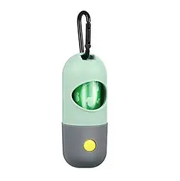 Диспенсер для пакетів із ліхтариком Dog Poop Bag Holder with Flash Light 1 рулон у комплекті зелений