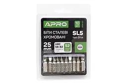 Біта викруткова APRO насадка пряма SL5 x 25 мм хром в упаковці 10 шт. - мініатюра 4