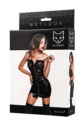 Міні-сукня Glossy Nelly wetlook XL (чорний) - мініатюра 8
