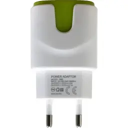 Зарядний пристрій Patron 2xUSB 2.0 2A/1A white/green (PN-2USB-220V-G) - мініатюра 3