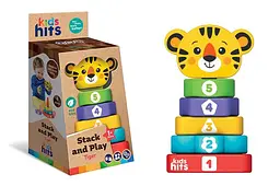 Дерев'яна іграшка, що розвиває, пірамідка Kids hits Тигр з цифрами для навчання рахунку 1+ (KH20/014)