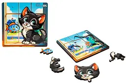 Сортер А6 "Допилковий котик" Puz-88751 дерев'яний PuzzleOk