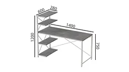 Комп'ютерний стіл Ferrum-decor Джек 75x140x60 Білий ДСП Бетон (FRD-104413) - мініатюра 3