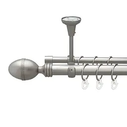 Карниз Orvit Фарже металевий дворядний відкритий до стелі гладка труба кільце металеве Сатин 25\16 мм 200 см (00-00023845)
