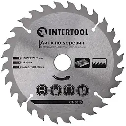 Диск пильний по дереву Intertool 150 х 27T х 22.2 мм
