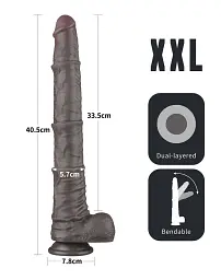 Фалоімітатор LoveToy Dual Layered Bendable 16 Flesh, 40.5 см - мініатюра 2
