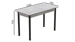 Стіл кухонний Ferrum-decor Беніта 75x120x70 Чорний ДСП Бетон 16мм (FRD-105569) - мініатюра 4