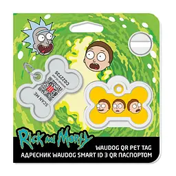 Адресник для собак і котів Waudog Smart ID з QR паспортом, Рік та Морті 2, L, 40х28 мм - мініатюра 4