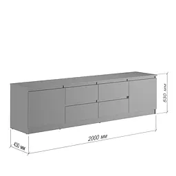 Тумба під телевізор MebelStar Нео 4Ш2Д 200x43x53 см Сіра мишка (MBS-1266) - мініатюра 2