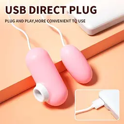 Вакуумне віброяйце подвійне з USB 10 режимів пластикове 5 см Чорне - мініатюра 2