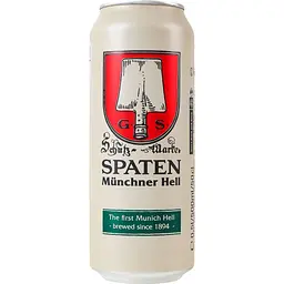 Уцінка. Пиво Spaten Münchner Hell, світле, фільтроване, 5,2%, з/б, 0,5 л (786386) 