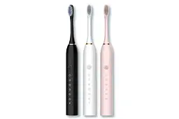 Чорна Електрична зубна щітка Sonic Toothbrush Х-3 ультразвукова акумуляторна 4 змінні насадки в комплекті - мініатюра 2