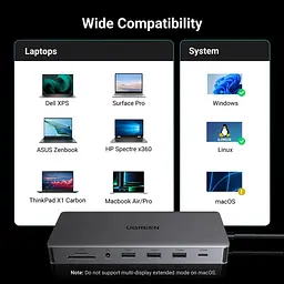 Док-станція USB3.2 Type-C --> HDMIx2,4K60Hz/4xUSB-A/2xUSB-C3.2/DP4K60Hz/RJ45/SD/TF/AUX PD 100W CM681 - мініатюра 3