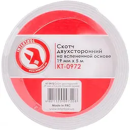 Скотч двосторонній універсальний Intertool 19 мм х 5 м спінена