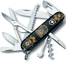 Ніж Victorinox Huntsman Ukraine 91мм,15функ,чорн ,Українські мотиви - мініатюра 1