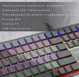 Клавіатура ігрова механічна GamePro GPMK-145R USB Outemu Red Swich Low Profile Dark Gray - мініатюра 7