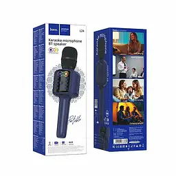 Мікрофон Hoco L24 Shine karaoke microphone Blue - мініатюра 2