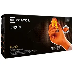Рукавички нітрилові оглядові неприпудрені нестерильні Mercator gogrip M orange 50 шт / уп - мініатюра 2