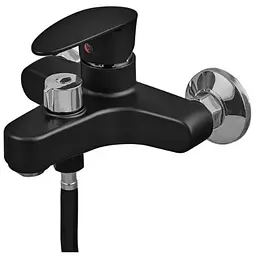 Змішувач для ванни Plamix CEZAR-009 EURO SET Matte black, зі шлангом, лійкою та кронштейном (PM0693)