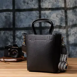 Трапецієподібна сумка для жінок з натуральної шкіри Vintage 22916 чорна - мініатюра 10