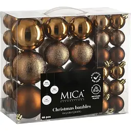 Набір ялинкових куль Mica Decorations шоколадні 4/6/8 см 46 шт. (1182000)